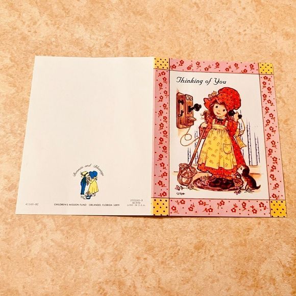 Vintage Thinking Of You Card Pink Girl Religious 2000 - Picture 4 of 4